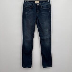 Premonition Jeans Womens 25 Blue Skinny Mid Rise Medium Wash Distressed Stretch